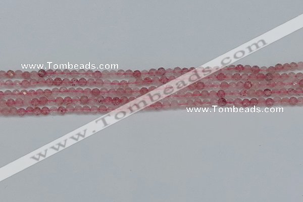 CTG626 15.5 inches 3mm faceted round strawberry quartz beads