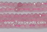 CTG636 15.5 inches 3mm faceted round Madagascar rose quartz beads