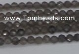 CTG639 15.5 inches 2mm faceted round smoky black obsidian beads