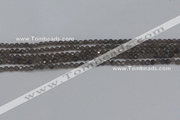 CTG639 15.5 inches 2mm faceted round smoky black obsidian beads