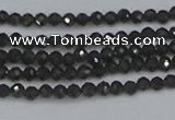 CTG641 15.5 inches 2mm faceted round golden black obsidian beads