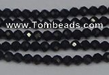 CTG643 15.5 inches 2mm faceted round black tourmaline beads