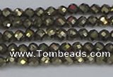 CTG646 15.5 inches 3mm faceted round golden pyrite beads