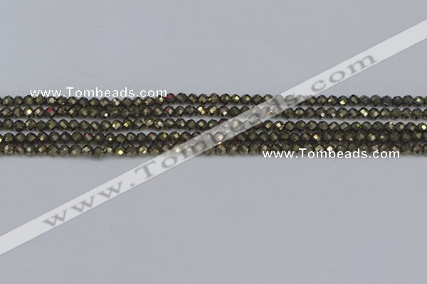 CTG646 15.5 inches 3mm faceted round golden pyrite beads