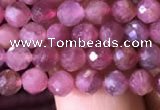 CTG708 15.5 inches 5mm faceted round tiny pink tourmaline beads