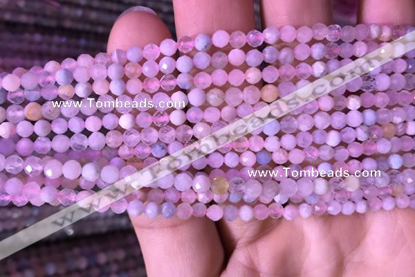 CTG712 15.5 inches 4mm faceted round tiny morganite beads