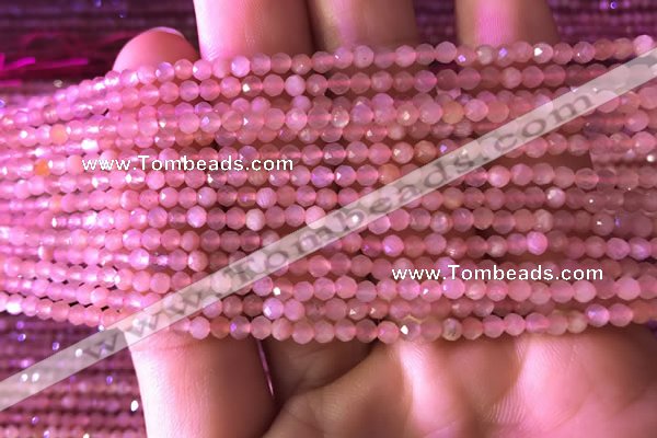 CTG718 15.5 inches 2mm faceted round tiny peach moonstone beads