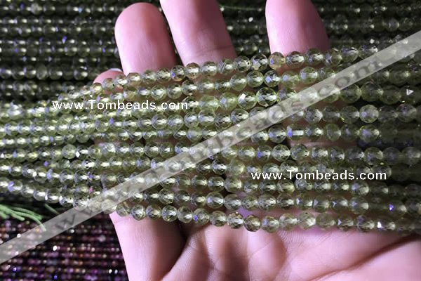 CTG745 15.5 inches 4mm faceted round tiny prehnite beads