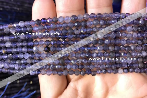 CTG754 15.5 inches 3mm faceted round tiny iolite gemstone beads