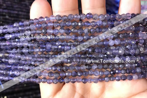 CTG755 15.5 inches 4mm faceted round tiny iolite gemstone beads