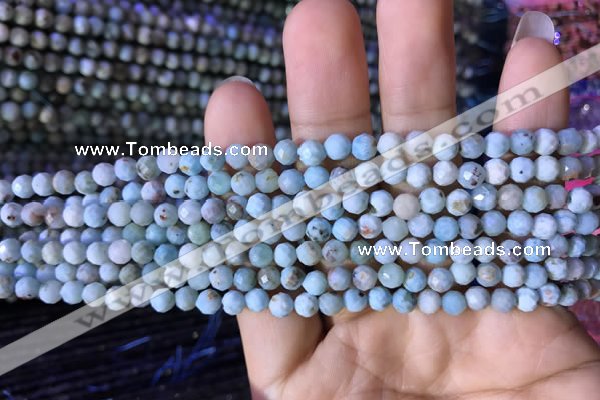 CTG770 15.5 inches 4mm faceted round tiny larimar gemstone beads