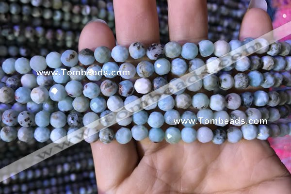 CTG772 15.5 inches 6mm faceted round tiny larimar gemstone beads