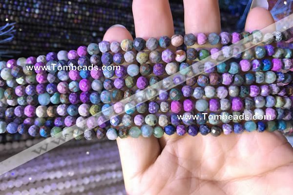 CTG793 15.5 inches 5mm faceted round tiny chrysocolla beads