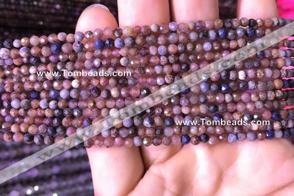 CTG798 15.5 inches 3mm faceted round tiny ruby sapphire beads