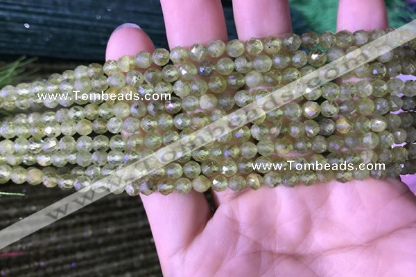 CTG814 15.5 inches 5mm faceted round tiny prehnite beads