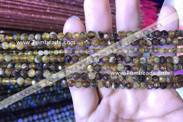 CTG817 15.5 inches 4mm faceted round tiny green garnet beads