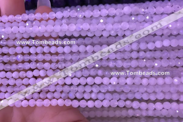 CTG832 15.5 inches 4mm faceted round tiny white moonstone beads