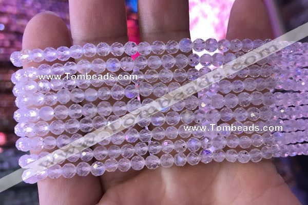 CTG835 15.5 inches 4mm faceted round tiny white moonstone beads