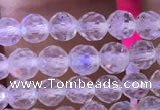 CTG836 15.5 inches 6mm faceted round tiny white moonstone beads