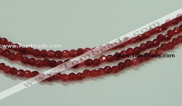 CTG85 15.5 inches 3mm faceted round tiny dyed white jade beads wholesale