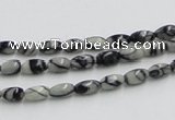 CTJ04 16 inches 4*7mm rice black water jasper beads wholesale