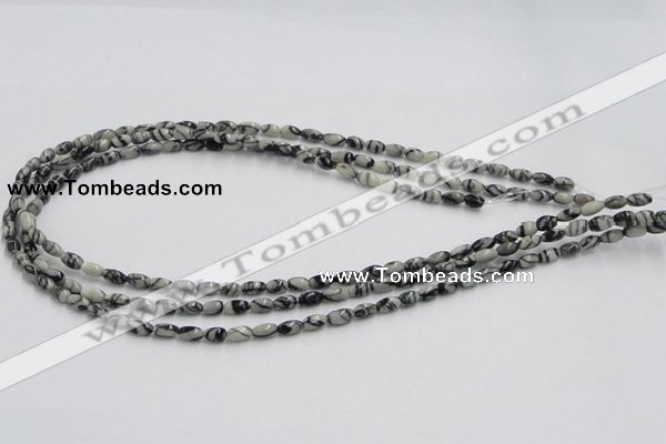 CTJ04 16 inches 4*7mm rice black water jasper beads wholesale