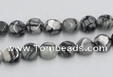 CTJ05 16 inches 8mm flat round black water jasper beads wholesale