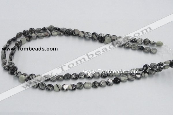 CTJ05 16 inches 8mm flat round black water jasper beads wholesale