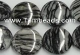 CTJ09 16 inches 20mm flat round black water jasper beads wholesale