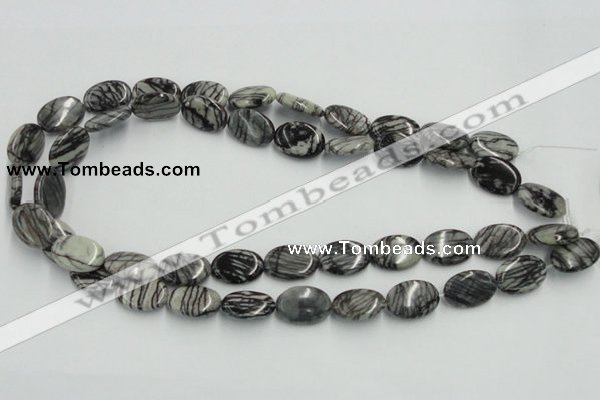 CTJ12 16 inches 13*18mm oval black water jasper beads wholesale