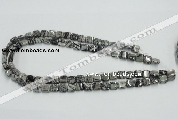 CTJ14 16 inches 10*10mm square black water jasper beads wholesale