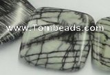 CTJ16 16 inches 35*35mm square black water jasper beads wholesale
