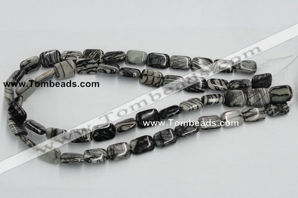 CTJ17 16 inches 12*16mm rectangle black water jasper beads wholesale