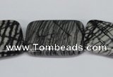 CTJ19 16 inches 25*35mm rectangle black water jasper beads wholesale