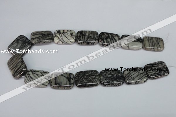 CTJ20 16 inches 20*30mm rectangle black water jasper beads wholesale