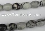 CTJ201 15.5 inches 8*10mm drum black water jasper beads wholesale