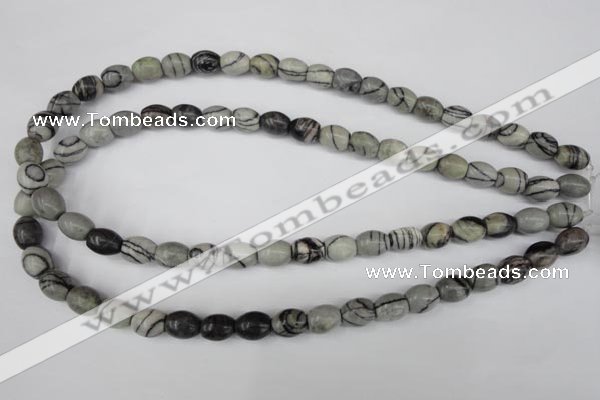 CTJ201 15.5 inches 8*10mm drum black water jasper beads wholesale