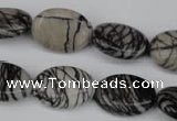 CTJ220 15.5 inches 15*20mm oval black water jasper beads wholesale