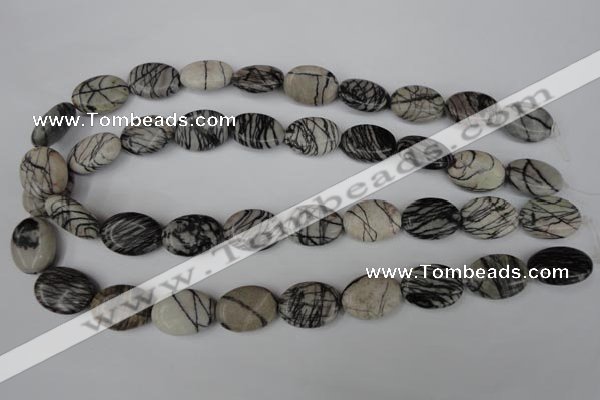 CTJ220 15.5 inches 15*20mm oval black water jasper beads wholesale