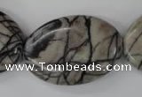 CTJ225 15.5 inches 25*35mm oval black water jasper beads wholesale