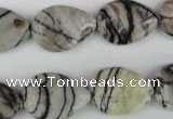 CTJ231 15.5 inches 15*20mm flat teardrop black water jasper beads