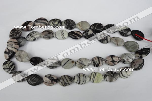 CTJ231 15.5 inches 15*20mm flat teardrop black water jasper beads