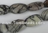 CTJ238 15.5 inches 12*18mm flat drum black water jasper beads