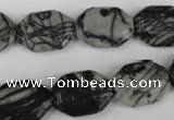 CTJ240 15.5 inches 13*18mm octagonal black water jasper beads