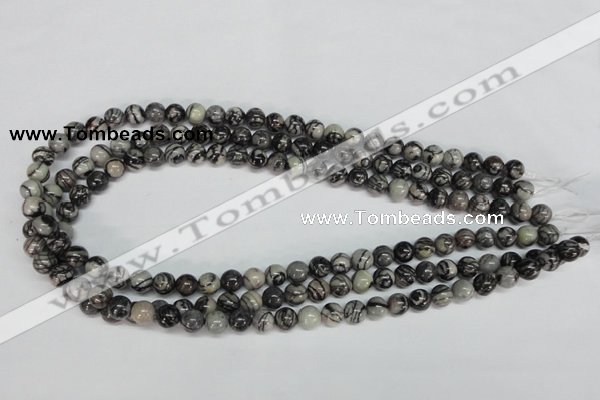 CTJ25 15.5 inches 8mm round black water jasper beads wholesale