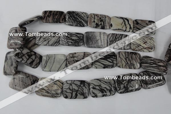 CTJ255 15.5 inches 20*30mm rectangle black water jasper beads