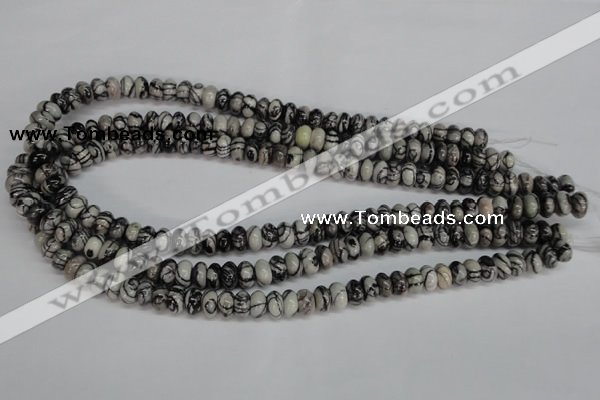 CTJ31 15.5 inches 5*10mm rondelle black water jasper beads wholesale