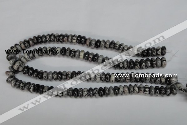 CTJ32 15.5 inches 6*12mm rondelle black water jasper beads wholesale