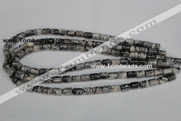 CTJ35 15.5 inches 8*10mm tube black water jasper beads wholesale