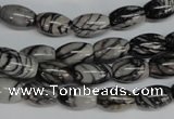 CTJ38 15.5 inches 8*12mm rice black water jasper beads wholesale